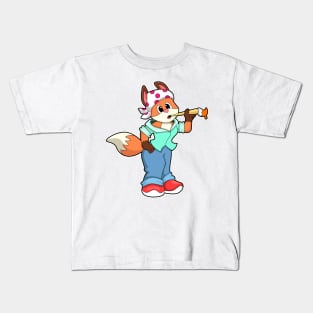 Fox as Painter with Brush & Colour Kids T-Shirt